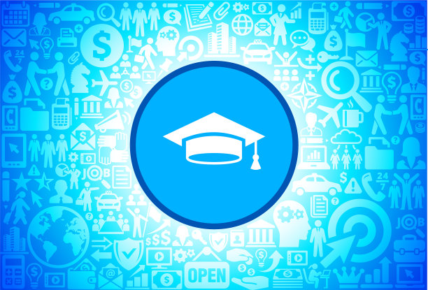 毕业图标上的商业和金融矢量背景图片下载