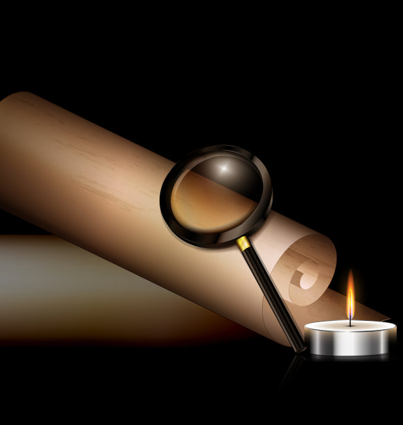 带钢笔和放大镜的旧纸图片下载