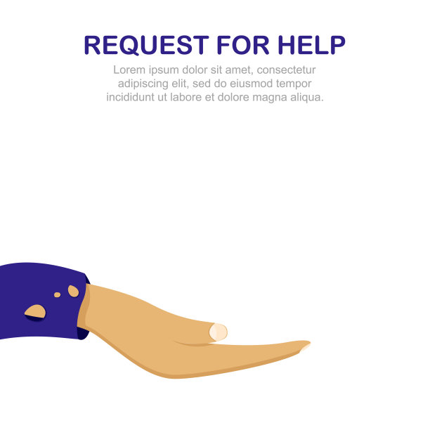 矢量插图的伸出的手。请求帮助概念，孤立在白色背景图片下载