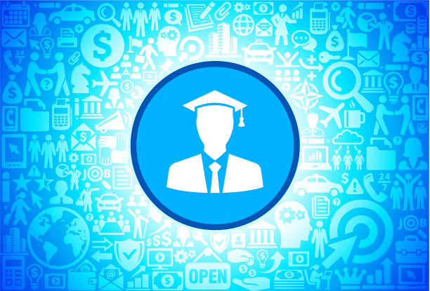 毕业图标上的商业和金融矢量背景图片下载
