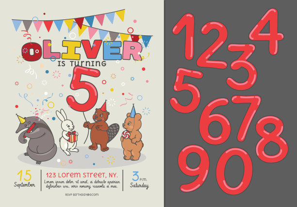 儿童生日聚会的请帖。图片下载