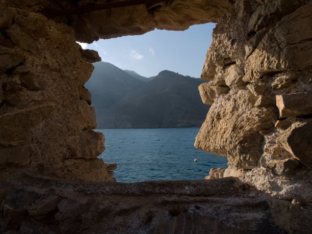 天然石材窗，地中海海景素材图片