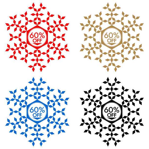 六折优惠贴纸。雪花横幅六折优惠图片下载
