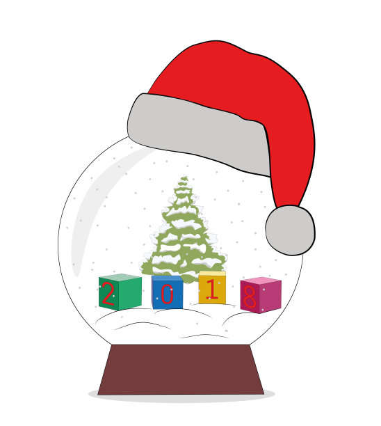 数字是2018的立方体躺在一个雪球里。新年和圣诞节的概念。矢量插图。图片下载