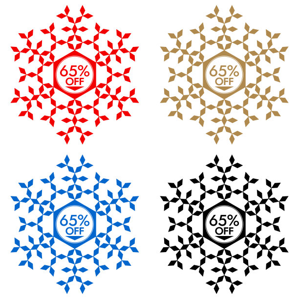 65%折扣贴纸。雪花旗65%折扣图片下载