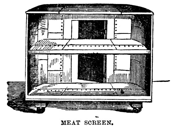 为19世纪的家庭主妇和厨房厨师绘制的维多利亚时期的肉屏插图;出自比顿夫人1899年的烹饪书图片下载