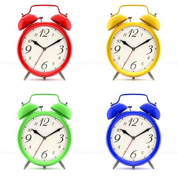 一套4个彩色闹钟图片下载