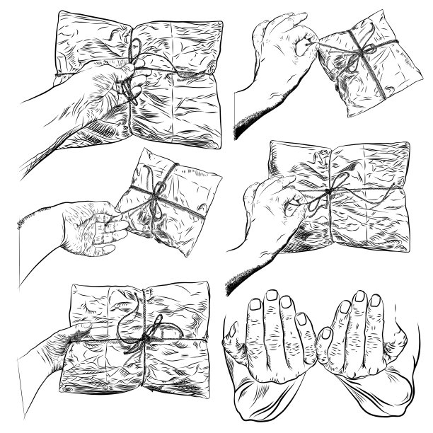 假日圣诞背景与手牵手或打开礼盒。赠送礼物的概念。假日购物，节礼日，生日，黑色星期五。向量图片下载