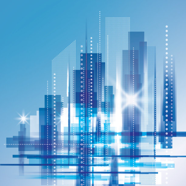 夜晚的现代城市天际线图片下载