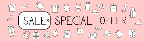 特价优惠横旗背景与细线衣服图案图片下载