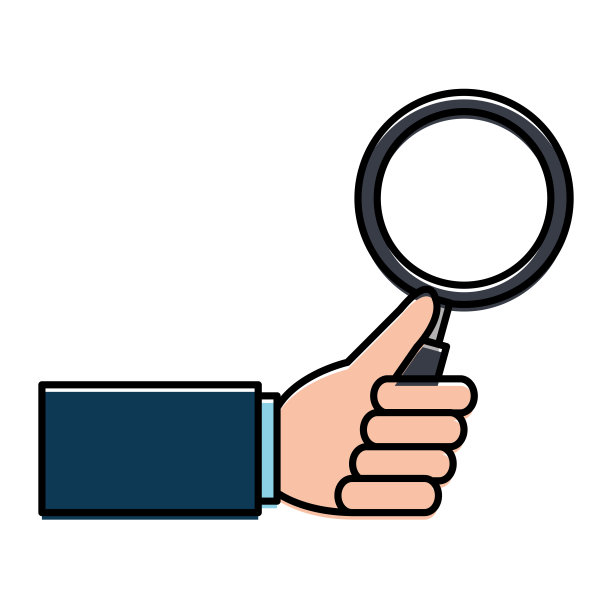 手人类与放大镜孤立图标素材图片