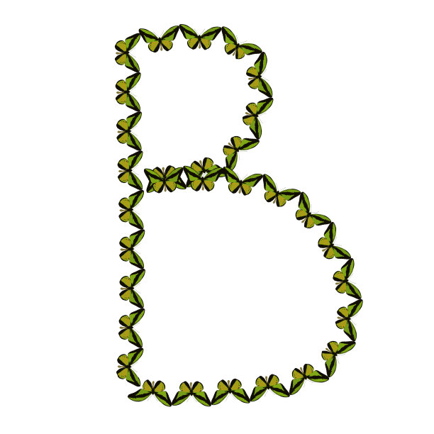 蝴蝶的字母表，字母B图片下载