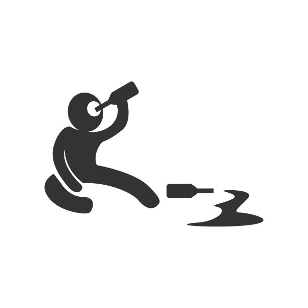 酒醉的象征黑在白色的背景图片下载