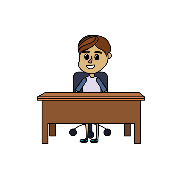 男生坐在木桌上图片下载