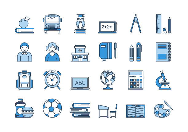 05蓝色学校教育图标设置图片下载