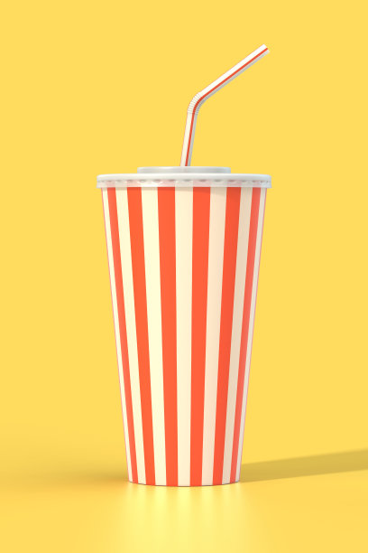 快餐可乐饮料杯和饮料吸管图片下载