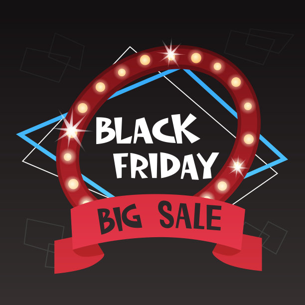 黑色星期五大减价霓虹灯横幅假日折扣复古海报背景图片下载