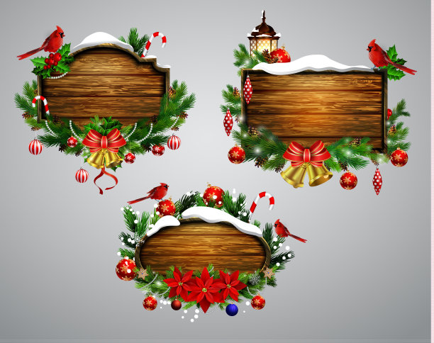 矢量木圣诞板图片下载