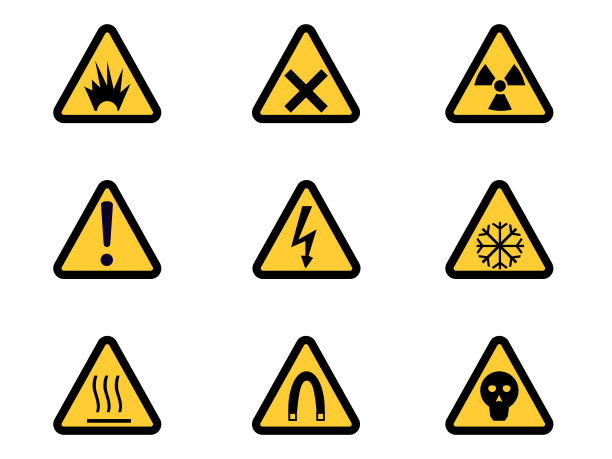 一组三角形危险警告标志图片下载