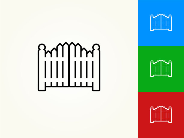 入口大门黑色笔画线性图标图片下载