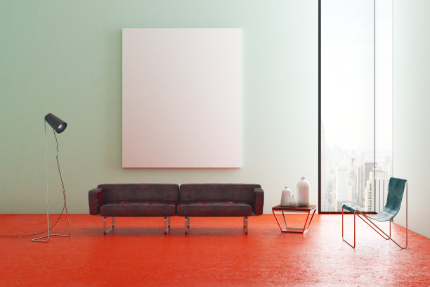 当代客厅与旗帜图片下载