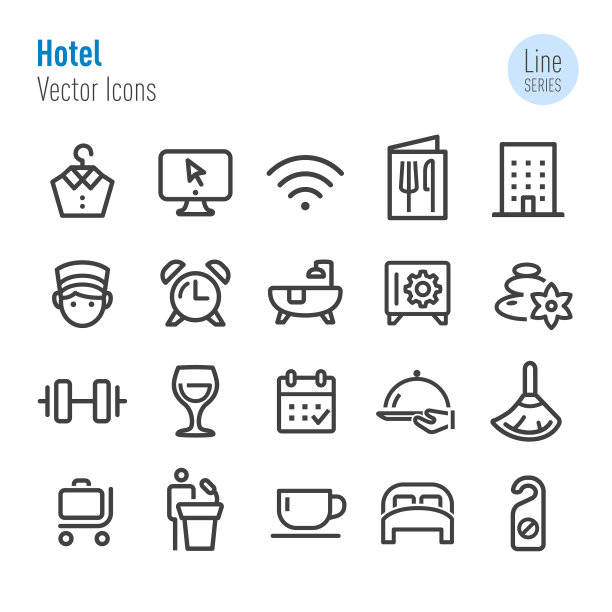 酒店图标-向量线系列图片下载