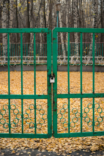 关上了废弃舞池的铁门。图片下载