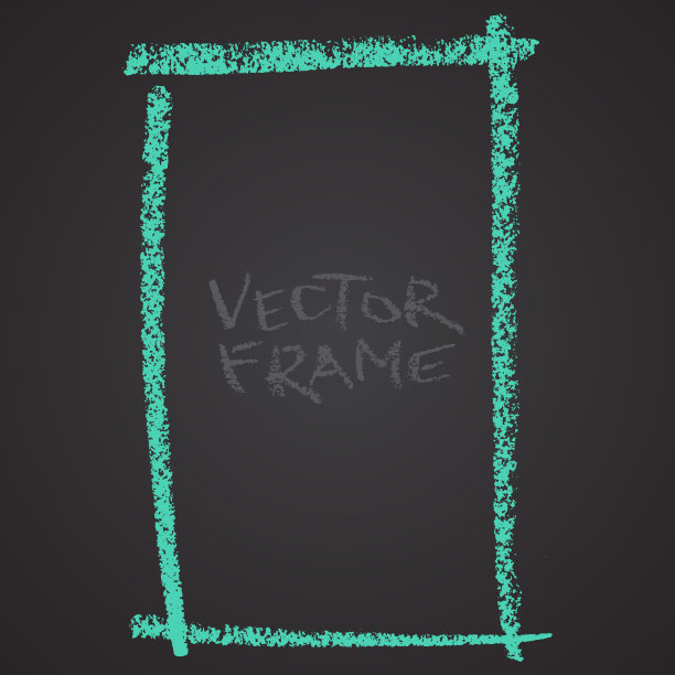 用蜡笔画的框架。蜡笔空形状。手工绘制的描边帧的LVector图像。绿色方形轮廓图片下载