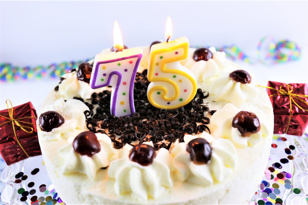 一个生日蛋糕和蜡烛的图像- 75图片下载