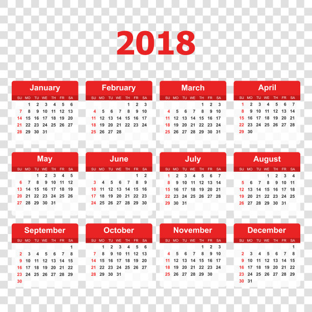 2018年日历风格简约。日历计划设计模板。一周从周日开始。业务矢量插图。图片下载