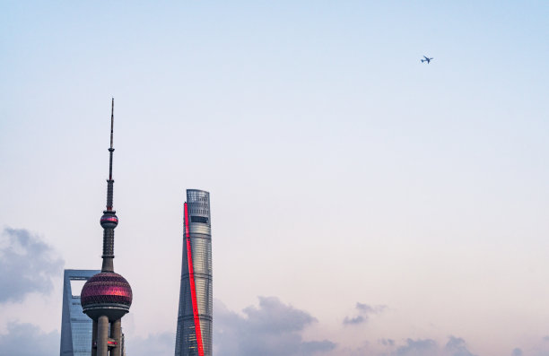 夕阳下的上海天际线图片下载