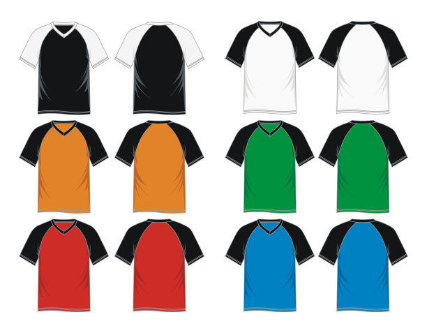 T恤v领插肩袖模板图片下载