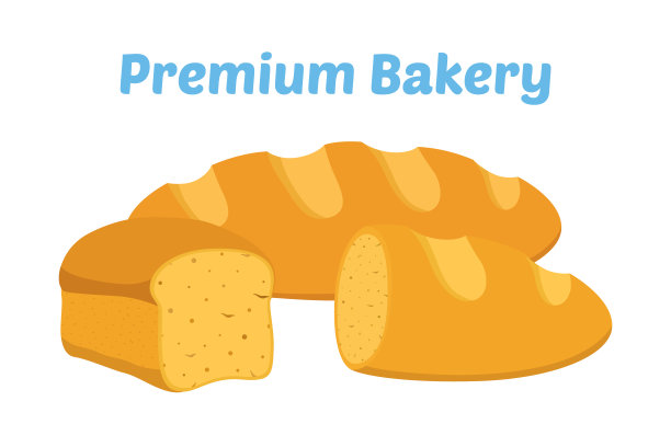 面包、全麦面包、面包房、糕点。卡通平的风格。向量图片下载
