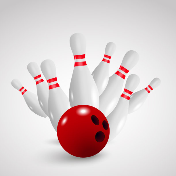 保龄球全中矢量插画，保龄球比赛休闲概念图片下载