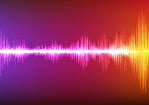 梦幻抽象的数字声波在多彩的背景，技术概念，音乐产业和派对活动的设计，矢量，插图。图片下载