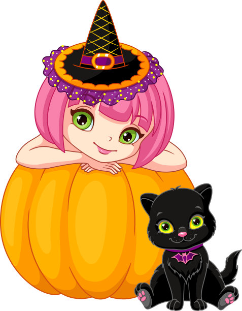 女巫和小猫图片下载