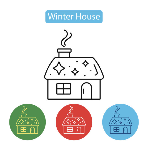 烟囱冒烟的圣诞屋。图片下载