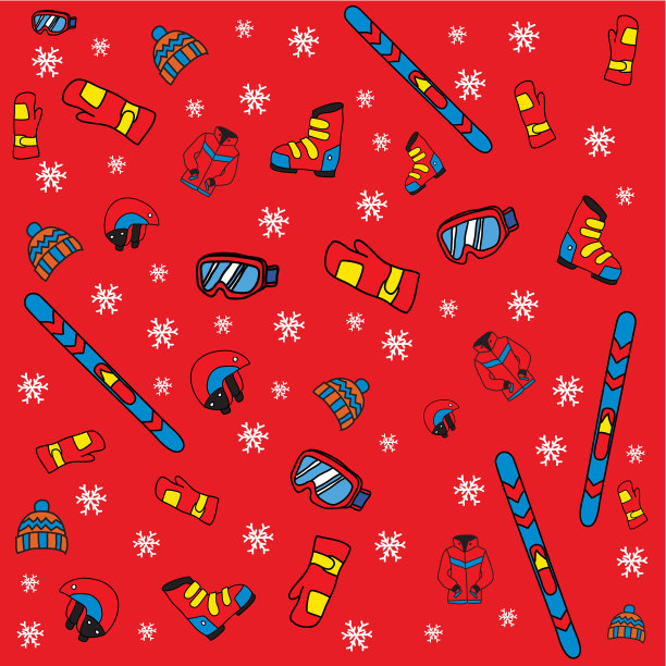 滑雪器材无缝图案图片下载