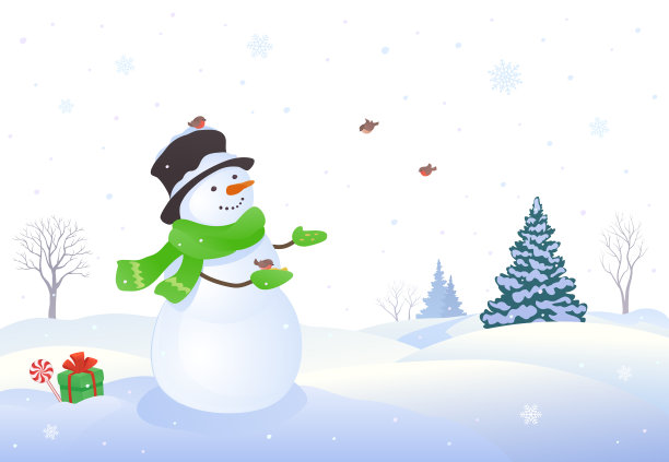 雪人和鸟类图片下载