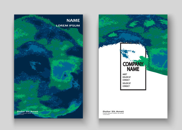霓虹大理石纹理爆炸喷绘艺术封面框架设计。装饰绿色飞溅喷蓝色底色。潮流模板向量封面报告目录小册子传单海报横幅图片下载