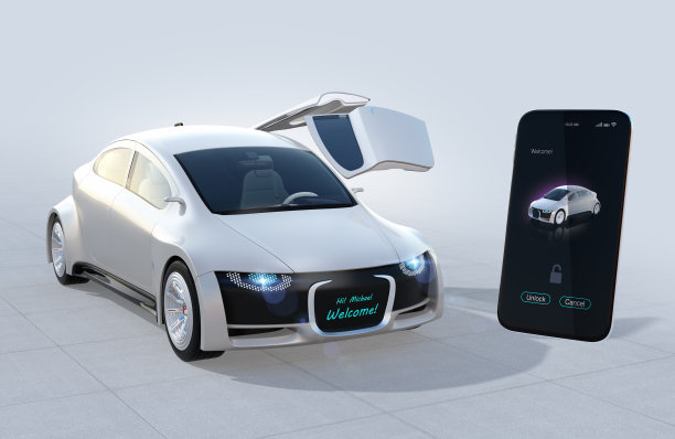 使用智能手机共享应用程序解锁车门素材图片