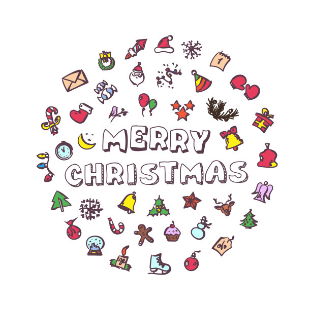 矢量涂鸦圣诞图标集图片下载