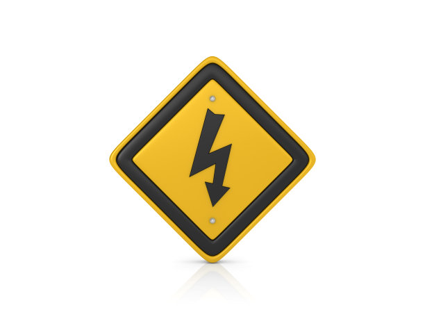 高电压概念道路标志- 3D渲染素材图片