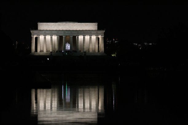俯瞰游泳池的林肯纪念碑图片下载