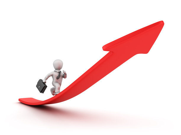 商人运行在红色箭头- 3D渲染图片下载