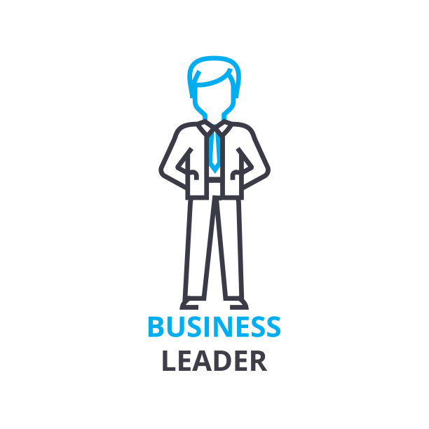 商业领袖概念，轮廓图标，线性符号，细线象形图，平面矢量，插图图片下载