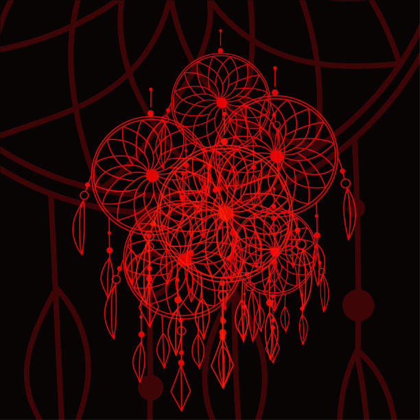 黑色背景下的红色捕梦器图片下载