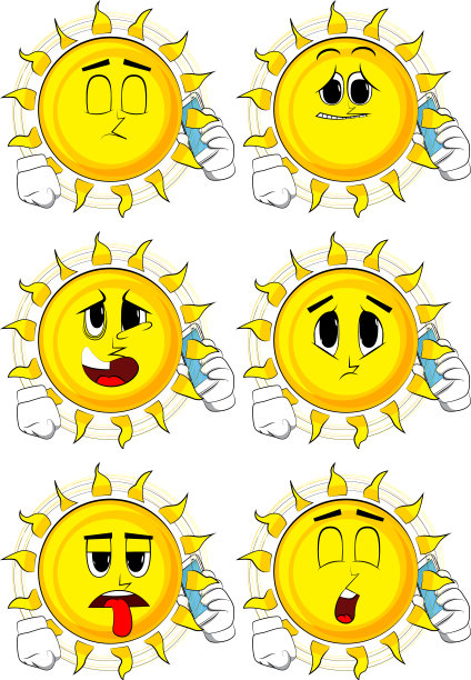 卡通太阳打电话。图片下载