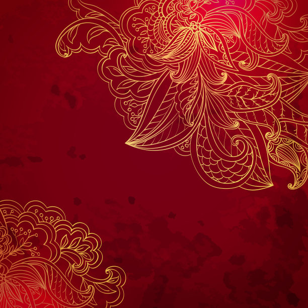 复古背景与花卉涂鸦图案图片下载