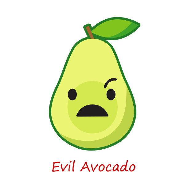 横幅鳄梨的情绪。可爱的卡通。矢量插图。图片下载